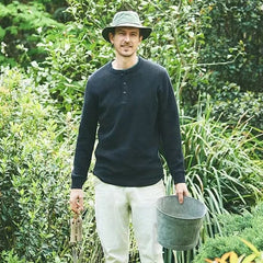 Men's Casual Long Sleeve T-Shirt in Solid Color Waffle