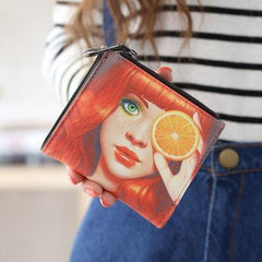 Cute Double Zipper Short Wallet for Women and Students