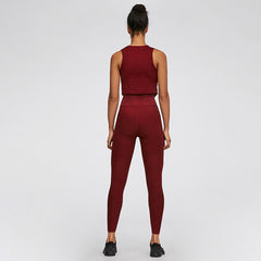 Seamless Stripe High-Waisted Workout Leggings Set
