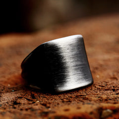 Simple Stainless Steel Retro Distressed Ring for Men