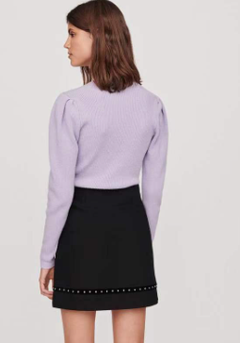 High-Waist Skirt with Five-Pointed Star Studs