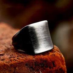 Simple Stainless Steel Retro Distressed Ring for Men