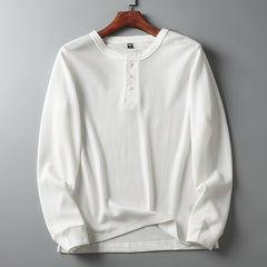 Men's Casual Long Sleeve T-Shirt in Solid Color Waffle