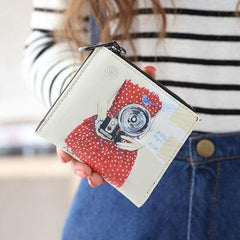 Cute Double Zipper Short Wallet for Women and Students
